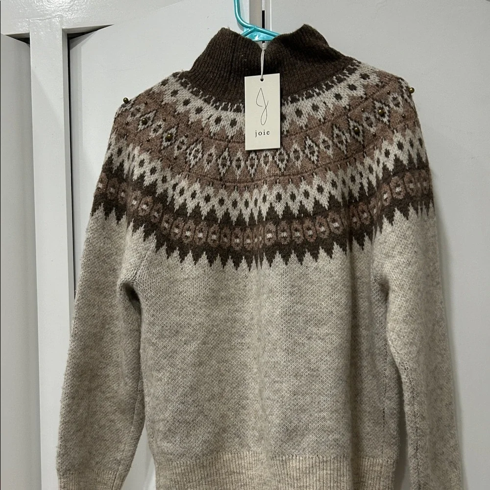 Joie Beige and Brown Patterned Sweater - Picture 5 of 7
